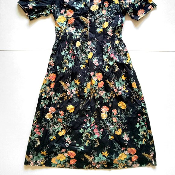 VINTAGE 1980's 80's Emanuel Ungaro Floral S/S Dress Size 9 Parallèle Paris RARE - Picture 2 of 9